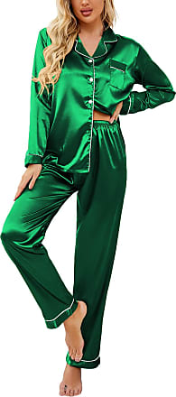 Ekouaer Silk Pajamas Womens Short Sleeve Sleepwear Soft Satin Button Down  Loungewear 2 Piece Pjs Shorts Set S-XXL