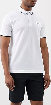 BOSS - Long-sleeved cotton-piqué polo shirt with contrast logo