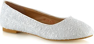 Womens Ladies Flat Ballet Glitter Bridal Bridesmaid Prom Dolly Sparkly Pumps Slip On Shoes Size 3-9