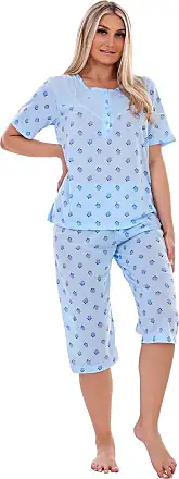 Ladies Capri Pyjama Set Floral Printed Crew Neck Buttons Cropped PJs M to  XXL