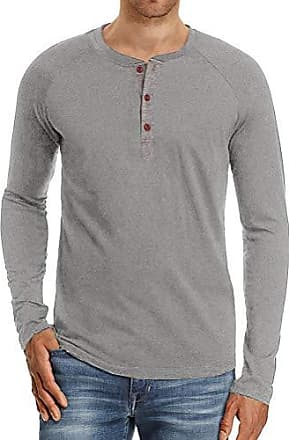 T-Shirt Homme Manches Longues en Coton Shirt Col Tunisien Casual Boutonné Chemise pour Printemps Automne