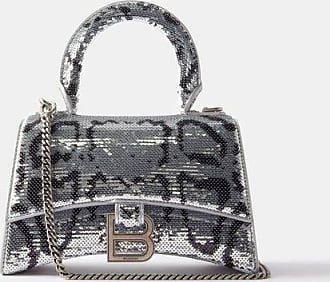 Grey Hourglass XS sequinned leather cross-body bag