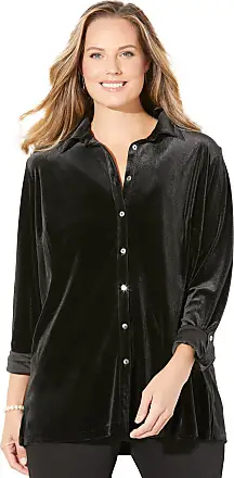 Catherines Women's Plus Size Georgette Buttonfront Tie Sleeve Cafe