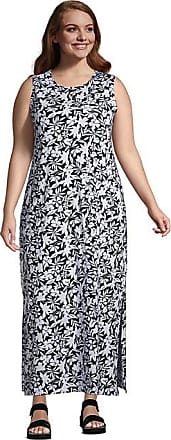 Lands End Womens Plus Size Cotton Jersey Sleeveless Swim Cover-up Maxi Dress - Lands End - Black - 2X