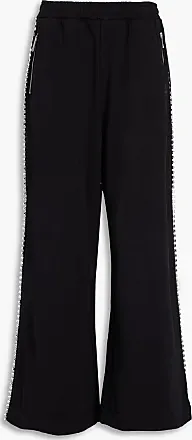 AREA Embellished ribbed-jersey bootcut pants