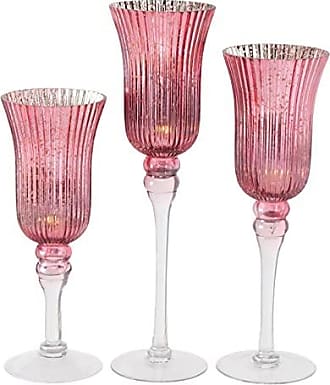BOLTZE Windlicht Leona 2tlg 2s D15cm rosa Glas lackiert 