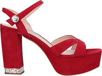 Miu Miu Satin Sandale in Rot Damen Schuhe Absätze Sandaletten und Pumps 