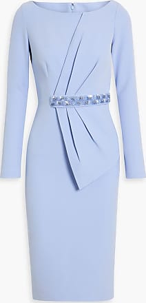 Safiyaa Ratana Heavy Crepe Ostrich Dress in Pale Blue Heavy Crepe US6 / Blue