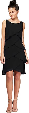 S.L. Fashions Womens Sleeveless Chiffon Tiered Cocktail Dress Petite and Missy, Black Tulip, 12