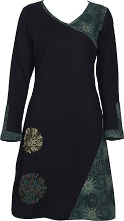 Tattopani Womens Long Sleeve Dress with Side Embroidery Mantra Print Hooded Dress
