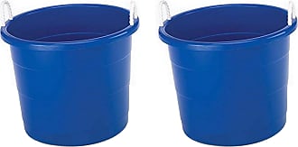 Homz Plastic 18 Gallon Utility Storage Bucket Tub Organizing Container with  Rope Handles for Indoor or Outdoor Use, Pink (2 Pack)