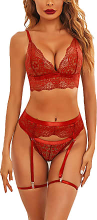 Womens Clothing Lingerie Knickers and underwear Briar Thorn Strappy Backless Lace Babydoll With Thong in Red 