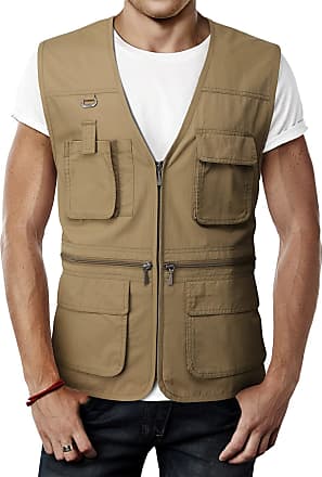 H2H Mens 100% Cotton Outdoor Multi Pocket Vest Darkgray US S/Asia M KMOV0157 