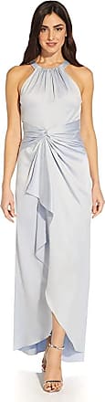 Adrianna Papell Satin Crepe Draped Front Halter Gown