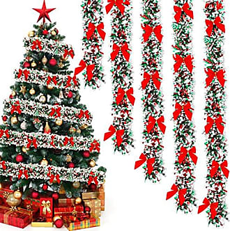16 Feet Christmas Bead Garland Christmas Tree Glitter Beads Red and Green  Garland Plastic Decorative Beads Roll for Christmas Tree Wedding Festival