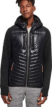 Mens Clothing Jackets Down and padded jackets Superdry Leather Mountain Padded Parka Coat Black for Men 