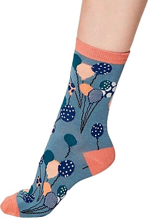 Womens Christmas Foliage Bamboo Socks Teal Blue Size 4-7 by Thought