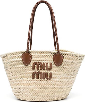 Brown Monogram-jacquard tote bag, Miu Miu