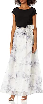 S.L. Fashions Womens Organza Ballgown Dress, Ivory Multi, 14