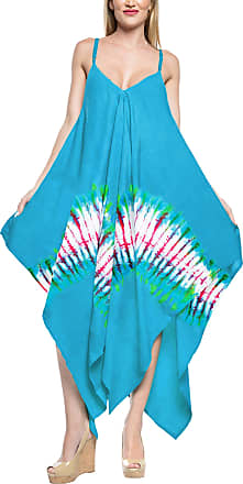 LA LEELA Womens Casual Kaftan Dresses Sleepwear Beach Cover Up Hand Tie Dye 