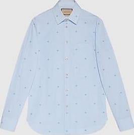 Gucci Cotton Poplin Shirt with Double G, Size 15+, Blue, Ready-to-wear