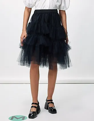 Mixture Color Panelled Tulle Maxi Skirt in Black