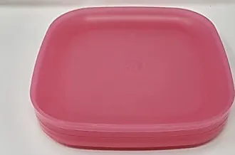 Tupperware Luncheon 8 Square Plates in Pink clear Set of 4 New 