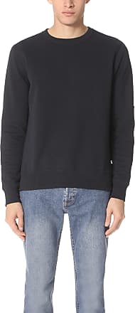 Billy Reid Mens Cashmere Silk Saddle Crew Sweater with Leather Elbow Patches 
