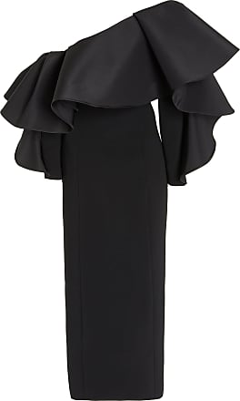 Carolina Herrera Womens Ruffled One-Shoulder Column Dress - Black - Moda Operandi