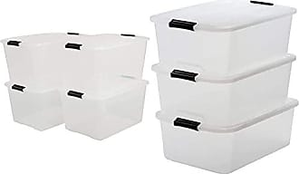 bedroom Modular Clear Box MCB-50 Iris Ohyama Grey Storage boxes living room 50 L Set of 3 see-through stackable 
