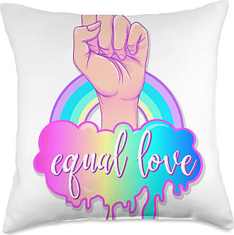 18x18 Swesly Totes & Pillows LGBT Love Heart with Rainbow Colors on Black AES025 Throw Pillow Multicolor