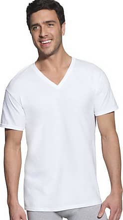 Mens ComfortBlend White V-Neck T-Shirts 2XL, 4 Pack 