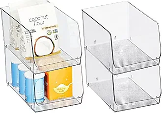 Emeril Lagasse Stackable Plastic Food Storage Organizer Bin Basket with Open Front for Household Kitchen Cabinets, Pantry, Offices, Closets