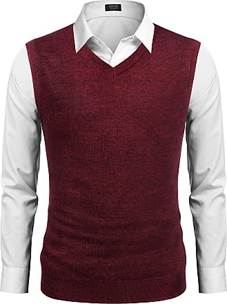 LANPULUX Mens V Neck Sweater Vest 100% Pure Merino Wool Sleeveless Pullover Lightweight Sweaters 