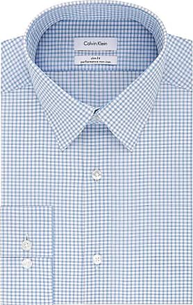 Calvin Klein Mens Dress Shirt Non Iron Stretch Slim Fit Check