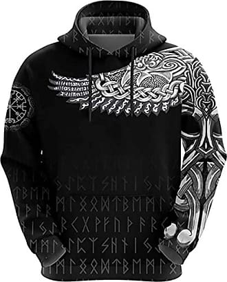 keephen Viking Myth Hoodies d/'impression numérique Sweatshirt à Capuche à Manches Longues pour Hommes