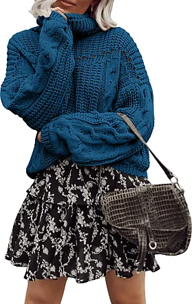 PRETTYGARDEN Women's 2023 Fashion Fall Clothes 2 Piece Cutout Tops Long  Sleeve Mock Neck Rib Knit Winter Pullover Sweater (Bean