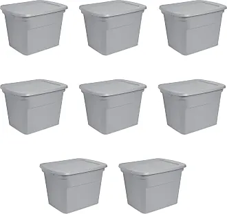 Sterilite 18 Gal Latch and Carry, Stackable Storage Bin with Latching Lid,  Plastic Tote Container to Organize Closets, Blue with Blue Lid, 18-Pack