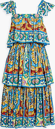Dolce & Gabbana Majolica-print Charmeuse Bustier Dress