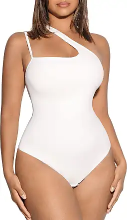 Shapewear for Plus Size Women Seamless Scoop Neck Tank Tops Sleeveless  Thong Bodysuit Corset Top White at  Women's Clothing store