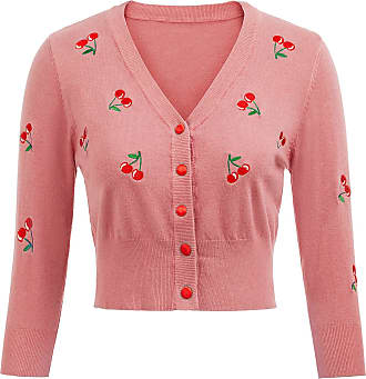 Visita lo Store di Belle PoqueBelle Poque Womens Vintage 50s Cherries Embroidery 3/4 Sleeve Knitting Dress Coat Bolero Shrug Cover Up GF609 
