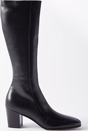 Saint Laurent Leder Jane Overknees Aus Strukturiertem Leder in Schwarz Damen Schuhe Stiefel Overknee Stiefel 
