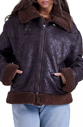 Topshop - Faux Leather Hoodie & Bomber Combination Jacket in Brown at  Nordstrom