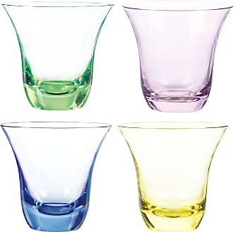 6-Ounce Qualia Glass Aurora Flute Glasses Set of 4 Emerald/Pink/Amber/Blue