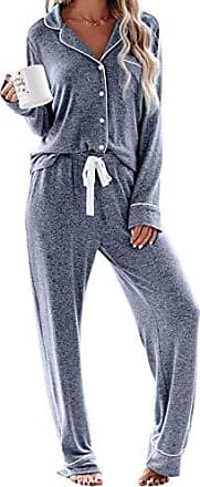 Ensemble de Pyjama Femme Cotton Chemise Manches Longues boutonnée et Pantalon