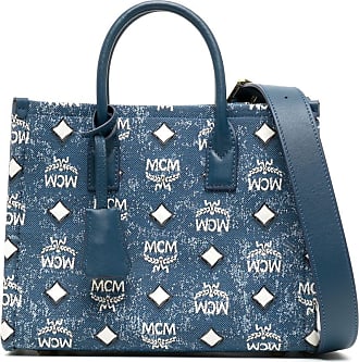  MCM Women's Dessau Drawstring Mini Bag, Denim, Blue, Print,  One Size