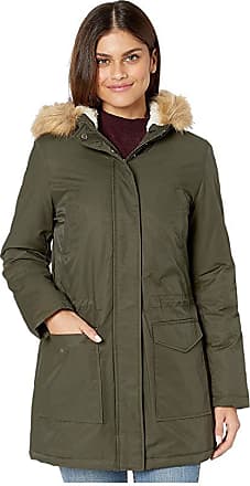 army green women's coat with fur hood