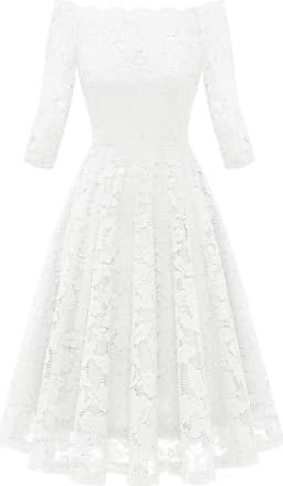 White Ermanno Scervino Flannel 3/4 Length Dress in Ivory Womens Clothing Dresses Casual and day dresses 