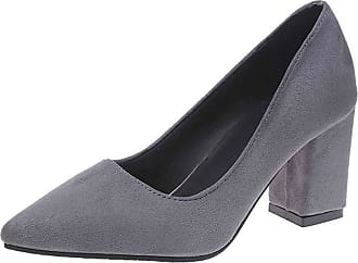 gray pumps block heel