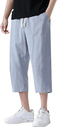 Generic Men Summer Solid Color Capri Pants Harem Shorts Men Elastic Waist  Drawstring 3/4 Length Cropped Trousers Baggy Sweatpants